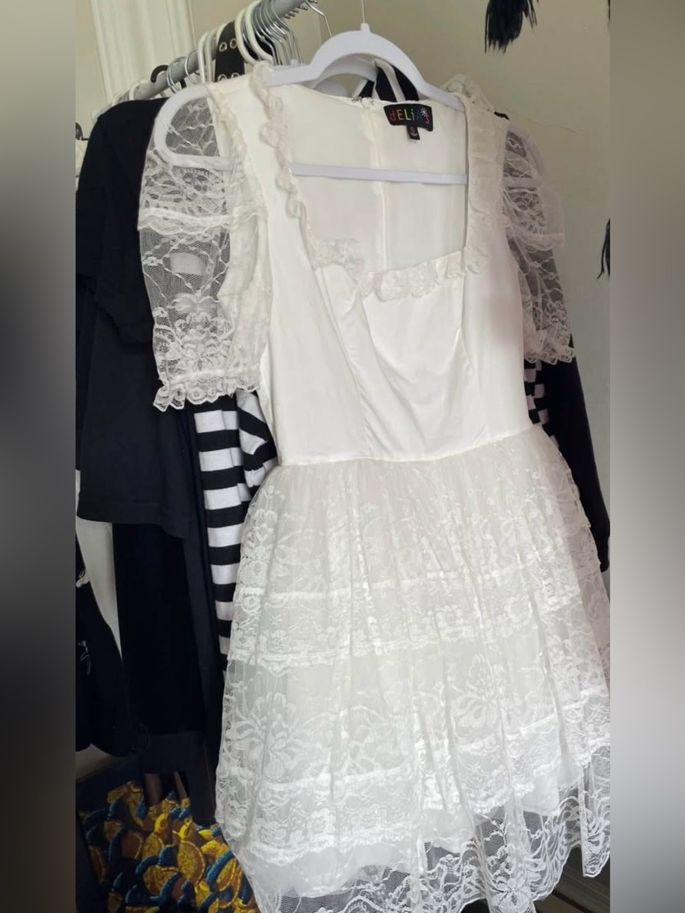 dELiA*s Cream Lace Puff Sleeve Dress